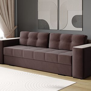 Диван раскладной Нави, коричневый/мдф сандал белый