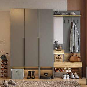 графит, дуб крафт золотой Прихожая Мебельсон Баско К11