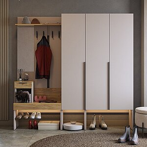 кашемир, дуб крафт золотой Прихожая Мебельсон Баско К11