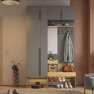 графит, дуб крафт золотой Прихожая Мебельсон Баско К6