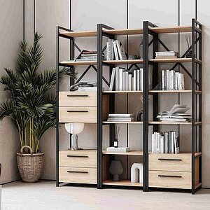 Стеллаж МебельГрад Бонн большой, 3 модуля с ящиками