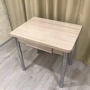 Ясень шимо светлый/ Хром (опора № 2-круглая) Стол обеденный Система мебели ЭКО с ящиком 80х60