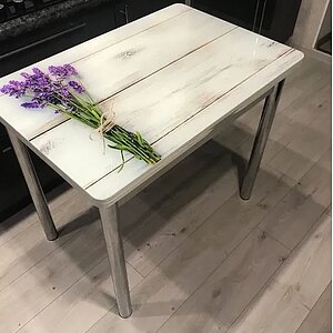 Букет/ Бетон белый/ Хром Стол обеденный поворотно раскладной Система мебели СИМПЛ фотопечать