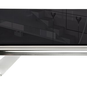 Черный/Хромированный металл Стол стеклянный Levon 200x100x75 black
