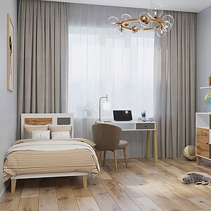 белый шелк/серый, дуб вотан Кровать Mebwill Story, белый шелк