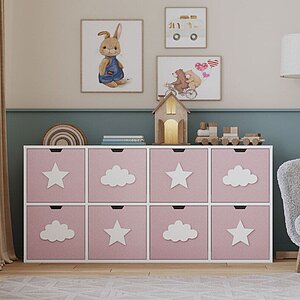 Белый / Розовый Лайт металлик Стеллаж KIDS 2 Розовый Лайт для книг