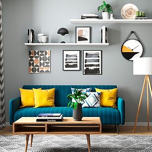 синий Диван прямой STOOL GROUP Дрезден Велюр