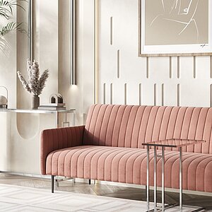 пыльно-розовый Диван прямой STOOL GROUP Дрезден Велюр
