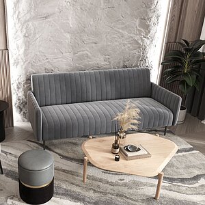 серый Диван прямой STOOL GROUP Дрезден Велюр