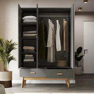 графит Шкаф Принцесса Мелания Радиорама 2423.М1 3-х дверный