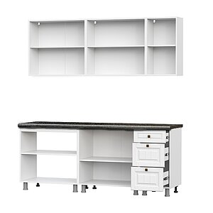 Кухонный гарнитур Прованс (2,0м) (МДФ) (со столешницей 26 мм) (Серия 2) Белый/Черный