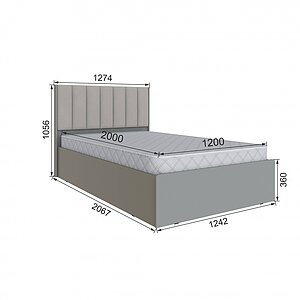 Камень серый Кровать Мадрид МД-2 (1,2), Камень серый
