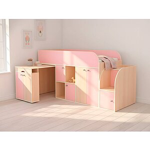 фасад Розовый / корпус Дуб Молочный