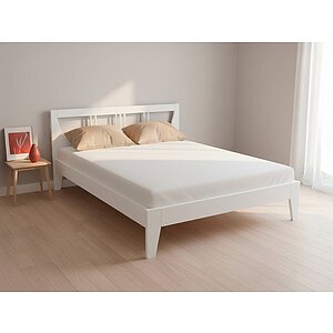 Белый Кровать Велес-Арт Елена-2, Кровати Велес-Арт массив, деревянные, современный стиль, скандинавский стиль, белый