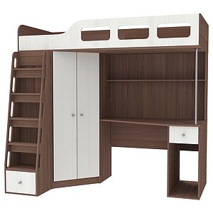 фасад Белое Дерево / корпус Бодего Темный Кровать чердак Астра 7