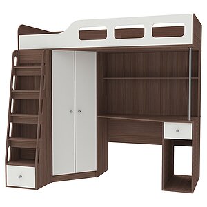 фасад Белый / корпус Бодего Темный Кровать чердак Астра 7