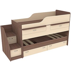 фасад Дуб Молочный / корпус Бодего Темный Кровать двухъярусная Дуэт-8