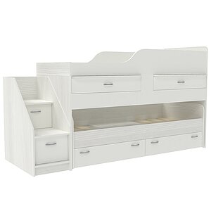 фасад Белый / корпус Белое Дерево Кровать двухъярусная Дуэт-8