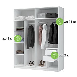 Белый Шкаф Широн 1600 белый / белый