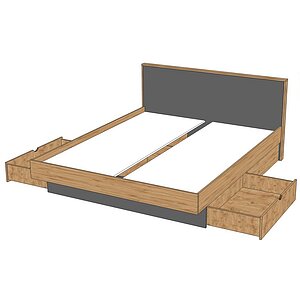 Модульная спальная комната Мишель - Дуб наварра/Бетон пайн светлый