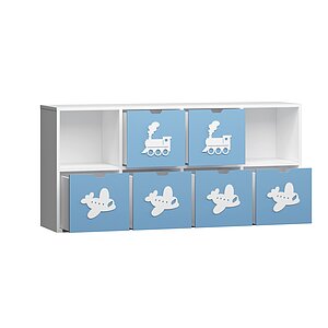 Белый / Пастельно-синий металлик Стеллаж KIDS 4 Пастельно-Синий для книг