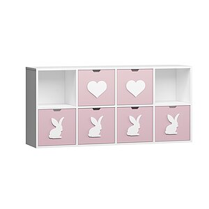 Белый / Розовый Лайт металлик Стеллаж KIDS 4 Розовый Лайт для книг