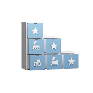 Белый / Пастельно-синий металлик Стеллаж KIDS 18 Пастельно-Синий для книг