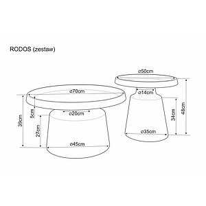 бежевый Комплект SIGNAL RODOS (2 стола журнальных) бежевый мат