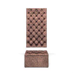 Коньяк Прихожая Мишель Панель вешалка Мишель 750+Пуф Мишель 750