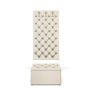 Крем Прихожая Мишель Панель вешалка Мишель 750+Пуф Мишель 750