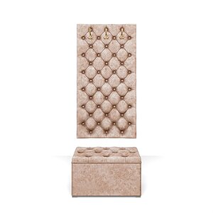 Латте Прихожая Мишель Панель вешалка Мишель 750+Пуф Мишель 750