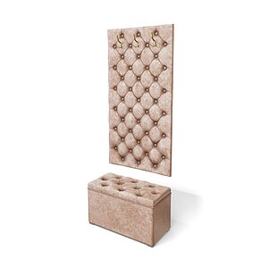 Латте Прихожая Мишель Панель вешалка Мишель 750+Пуф Мишель 750