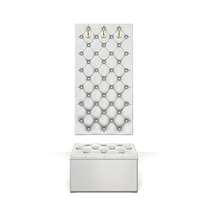 Милк Прихожая Мишель Панель вешалка Мишель 750+Пуф Мишель 750