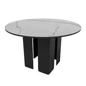 Белый мрамор столешница / Черная опора Обеденный стол Genglass Gresio