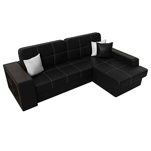 черный/белый/экокожа Диван угловой Лига Диванов Брюссель