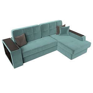 бирюзовый/коричневый/велюр Диван угловой Лига Диванов Брюссель