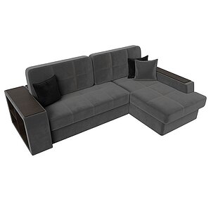 серый/черный/велюр Диван угловой Лига Диванов Брюссель