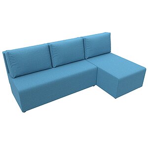 амур голубой/рогожка Диван угловой Лига Диванов Поло