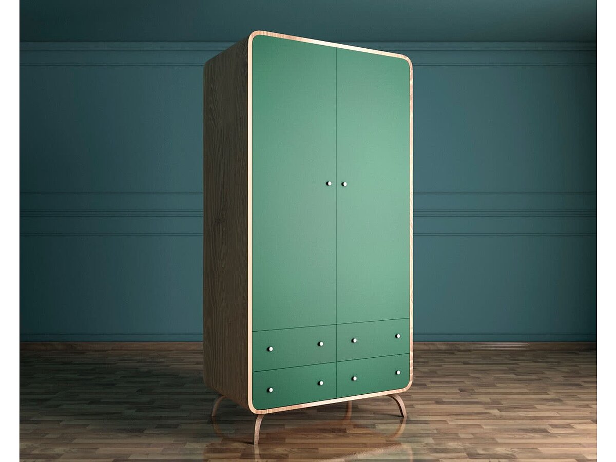 зеленый Шкаф в скандинавском стиле Ellipse с ящиками арт EL15G ФОТО ИЗ ФИДА!