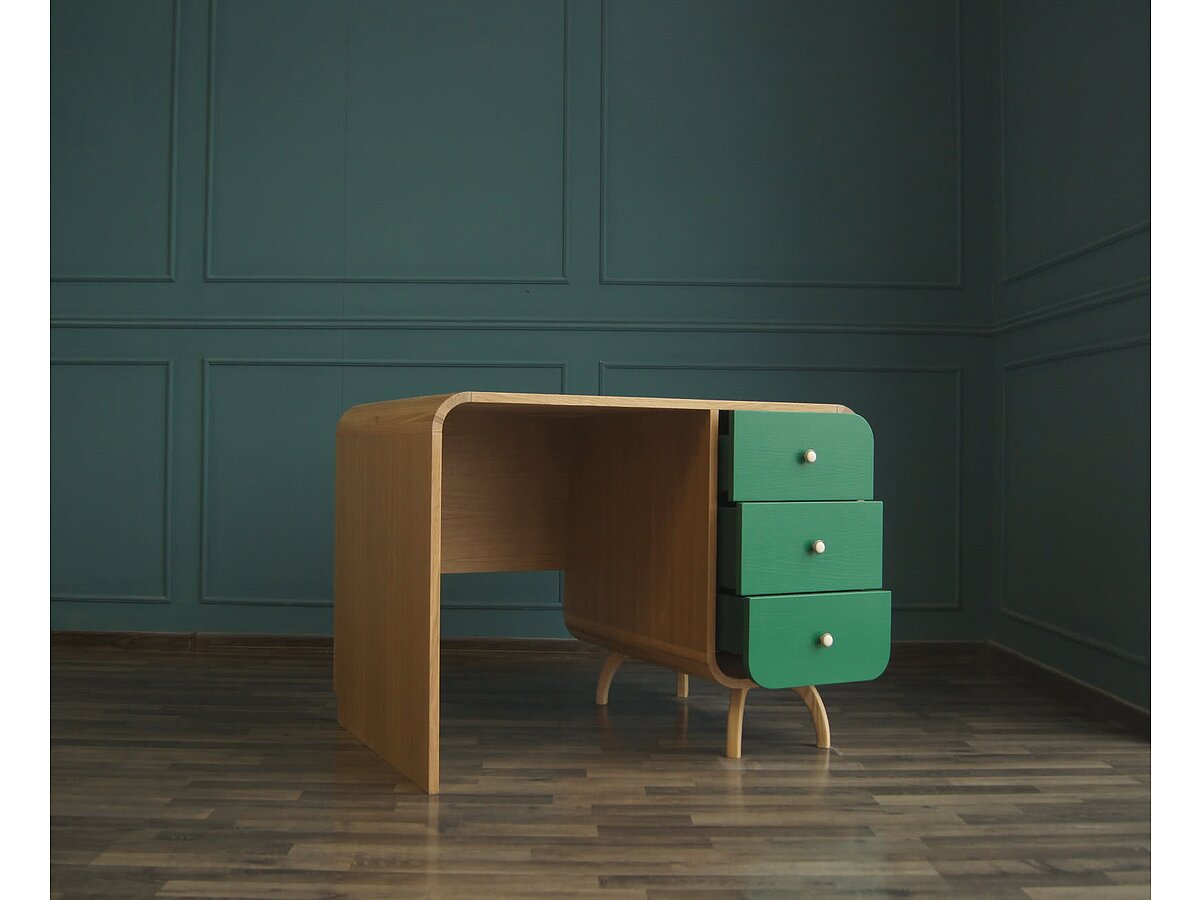 Зеленый / Цвет столешницы: Ясень Рабочий стол Ellipse с одной тумбой арт EL08/2G