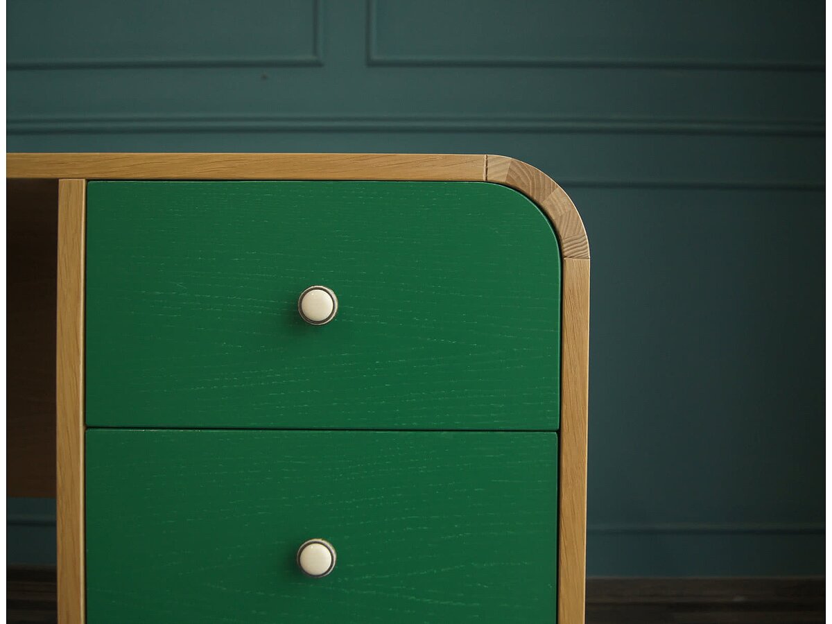 Зеленый / Цвет столешницы: Ясень Рабочий стол Ellipse с одной тумбой арт EL08/2G