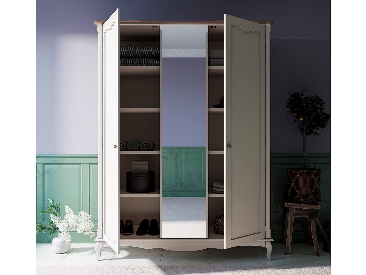 Бежевый Шкаф Leontina двухстворчатый с зеркалом арт ST9327Z