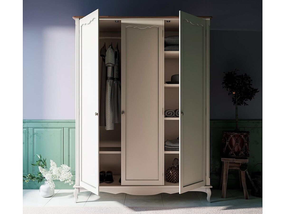 Бежевый Шкаф Этaжepкa Leontina для одежды 3х створчатый, арт.ST9327/3