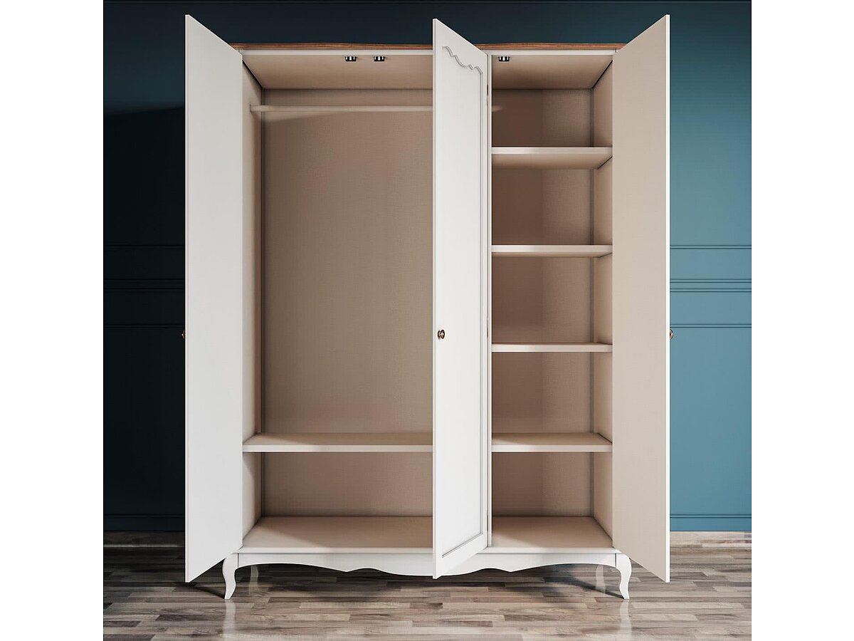 Бежевый Шкаф Этaжepкa Leontina для одежды 3х створчатый, арт.ST9327/3