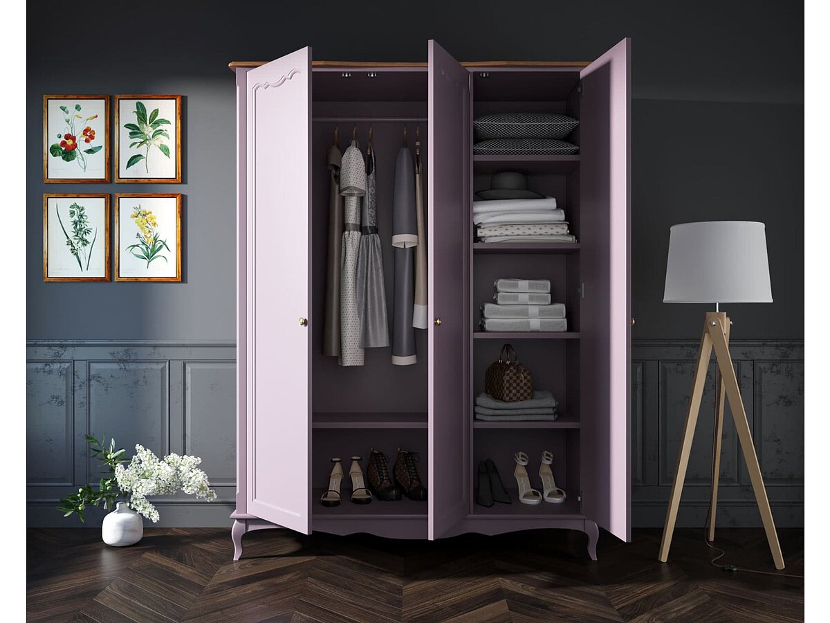 Лавандовый Шкаф Этaжepкa Leontina для одежды 3х створчатый, арт.ST9327/3