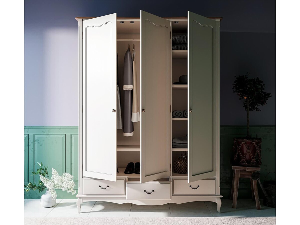 Бежевый Шкаф Этaжepкa Leontina для одежды 3х створчатый, арт.ST9327KR3