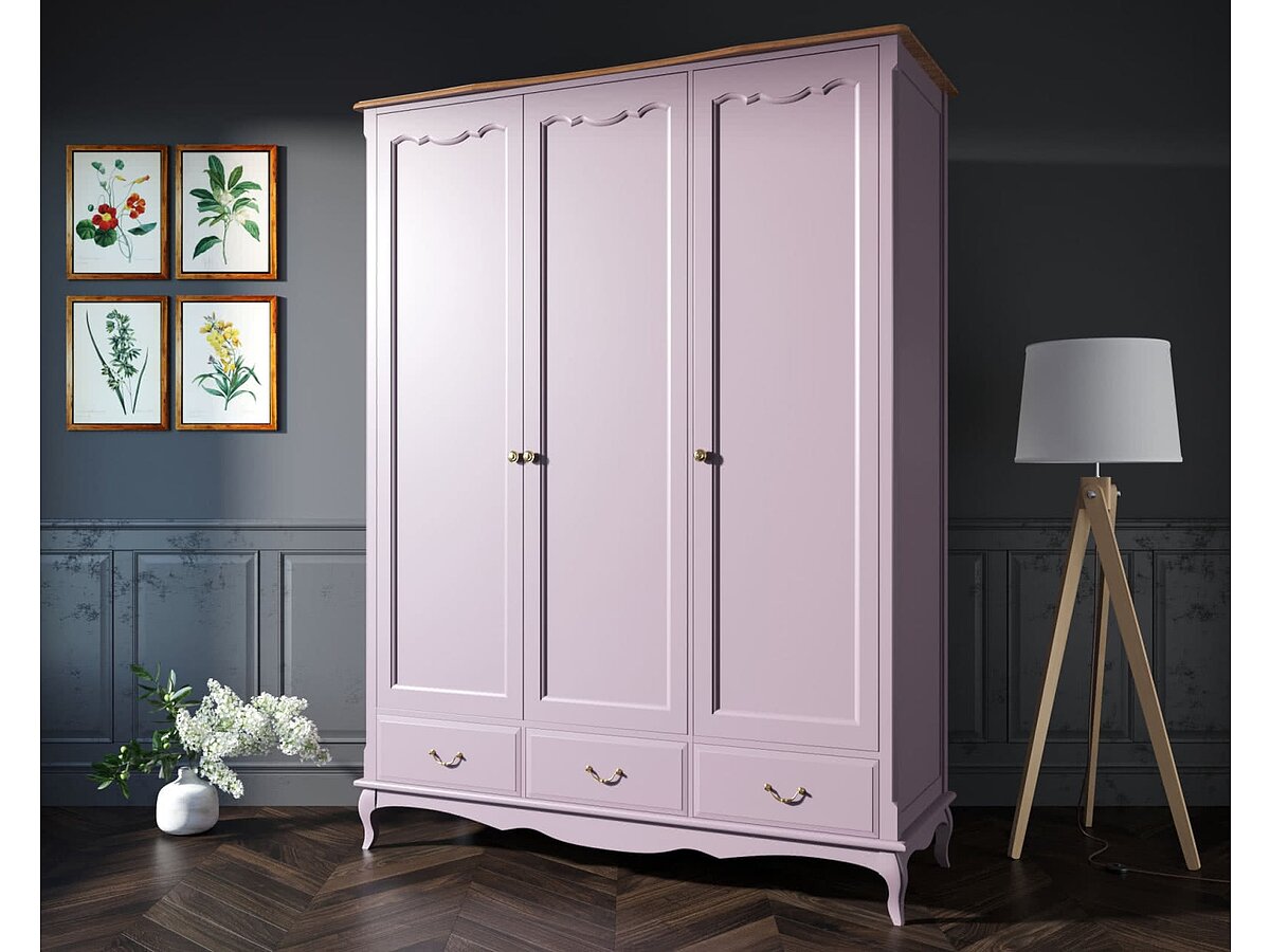 Лавандовый Шкаф Этaжepкa Leontina для одежды 3х створчатый, арт.ST9327KR/3