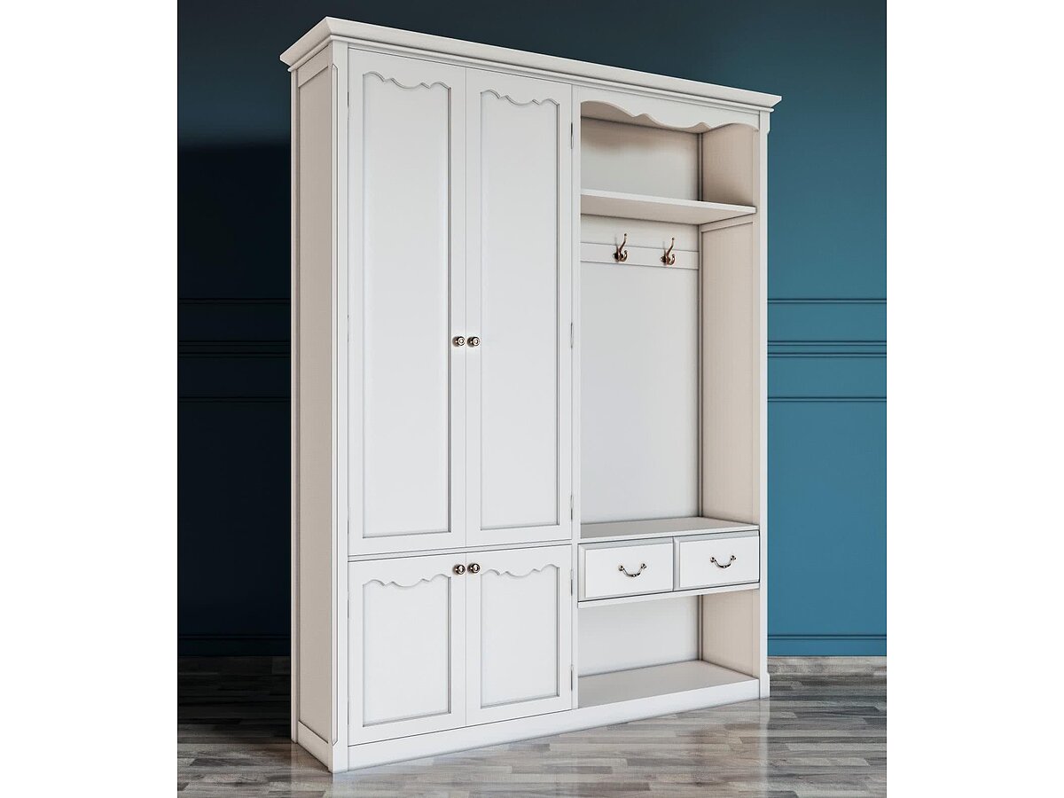 Бежевый Прихожая Этaжepкa Leontina с 2х створчатый шкафом, арт.ST9361