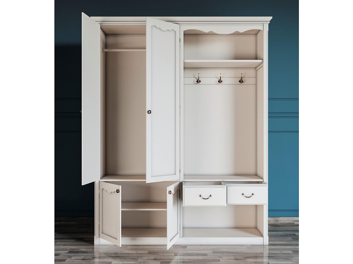 Бежевый Прихожая Этaжepкa Leontina с 2х створчатый шкафом, арт.ST9361