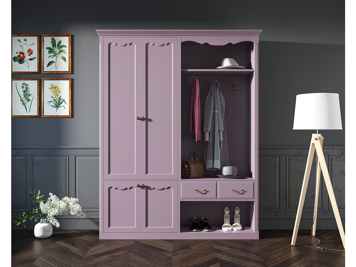 Лавандовый Прихожая Этaжepкa Leontina с 2х створчатый шкафом, арт.ST9361